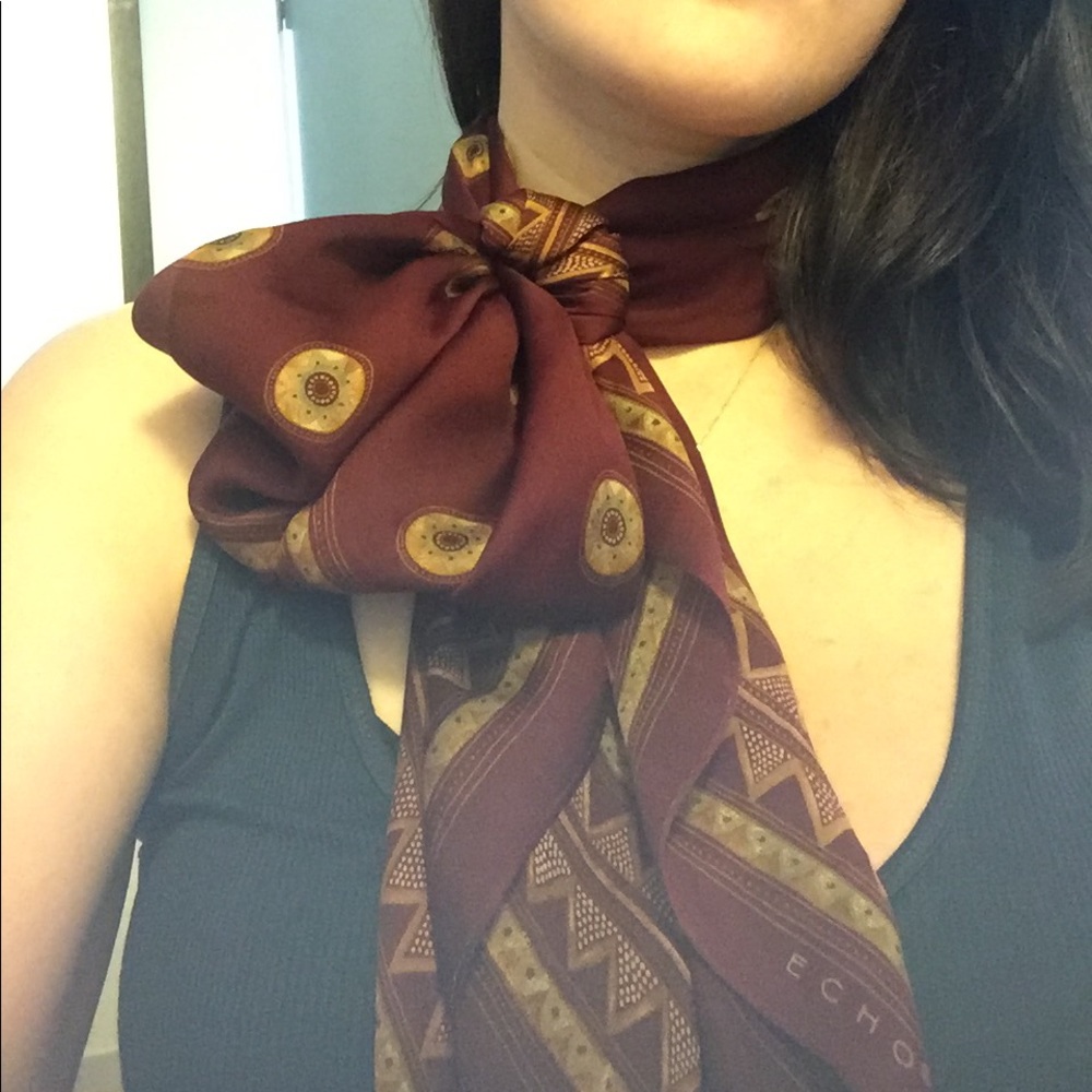Echo Italy silk burgundy single ply scarf 32x32